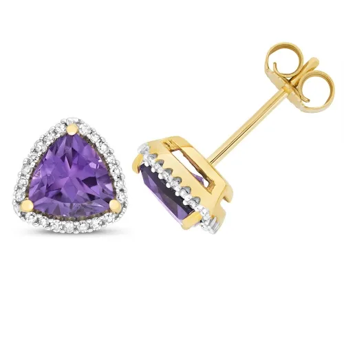 Diamond and Amethyst Trillion Studs